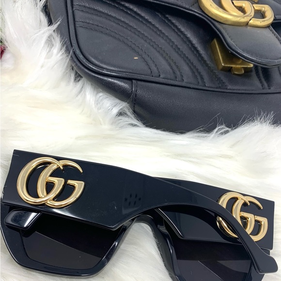 GUCCI Women’s luxury oversized sunglasses large GG Logo GG0956S - Picture 2 of 16